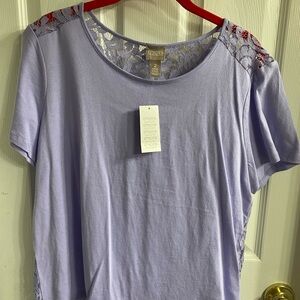 Chico's Light Purple Lace Detail Tee